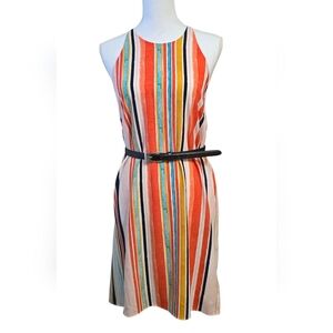 Mossimo Supply Co. Orange Multi-Striped Sleeveless Midi Dress